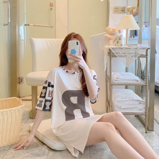 3Pcs R Printed Couple Pajama Set - Cartoon Print Solid Color Round Neck Half Sleeves Shirt Trouser Sleepwear for Men And Women Nightwear - White Black