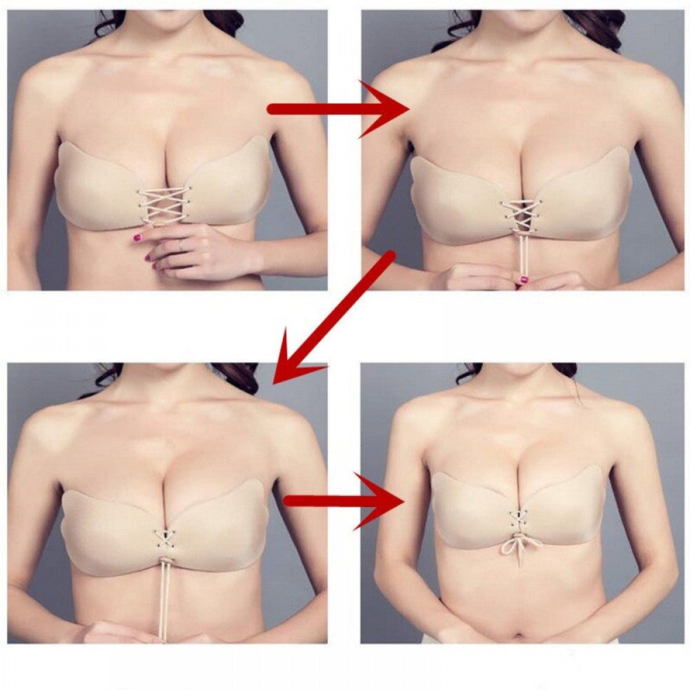 Pair Adhesive Invisible Backless Sticky Seamless Push Up Strapless Bra Skin - Shop N Save