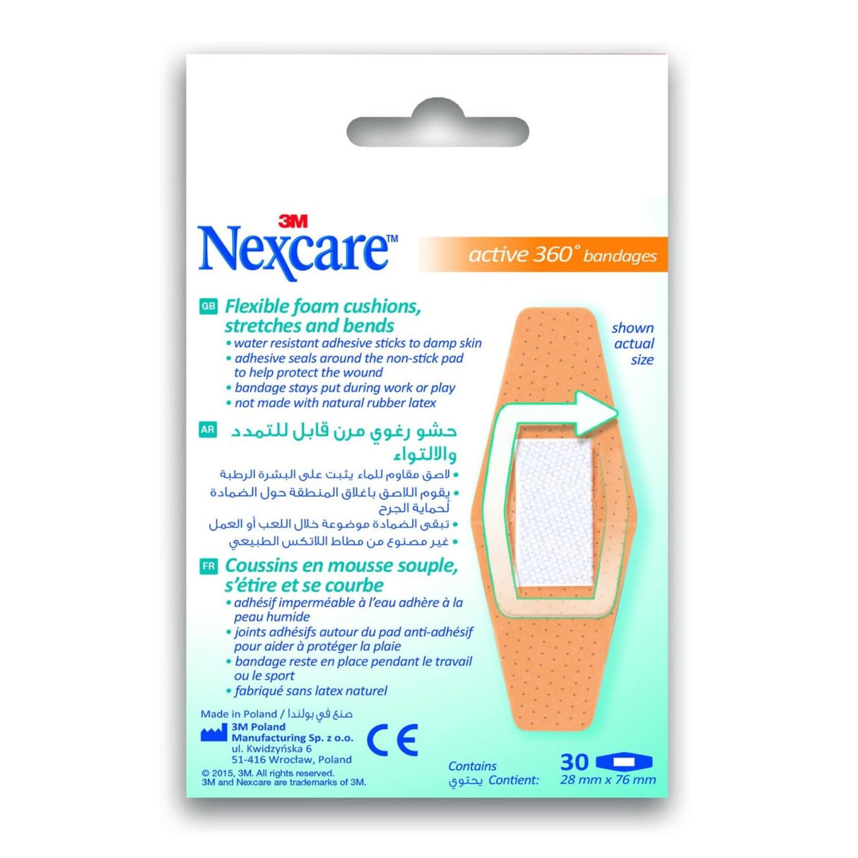 Nexcare™ 572-30Dp Active Bandages, 28x76mm, 30/box