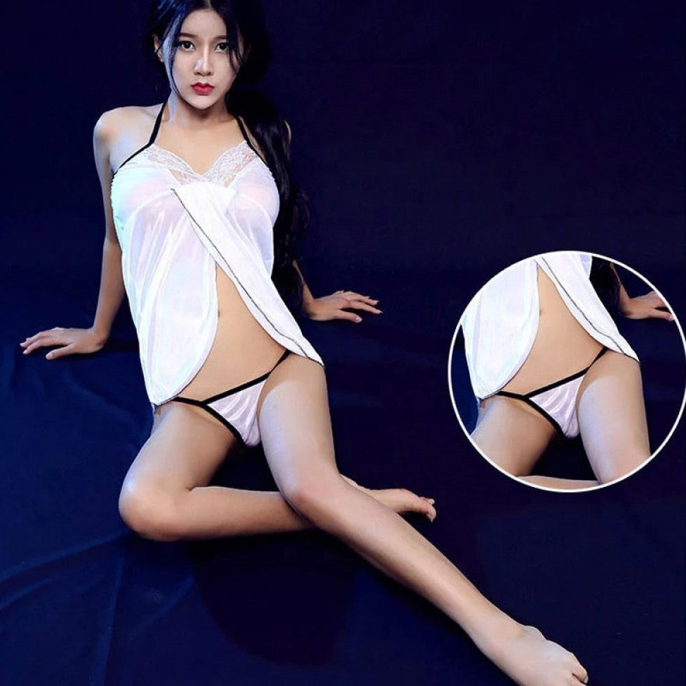 New Women Fashion Sleepwear Lace Hollowed Lingerie - White