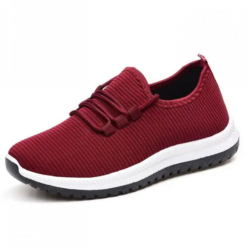 Mesh Lace-Up Sneakers for Women Lightweight Breathable Non-Slip Soft And Comfortable Shoes For Walking Running Jogging Exercise Gym and Outdoor Office Casual Shoes - Red