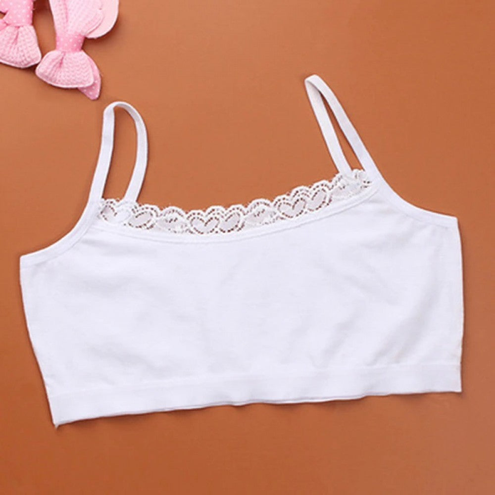 Young School Girl Cute Training Cotton Bra - White - Shop N Save