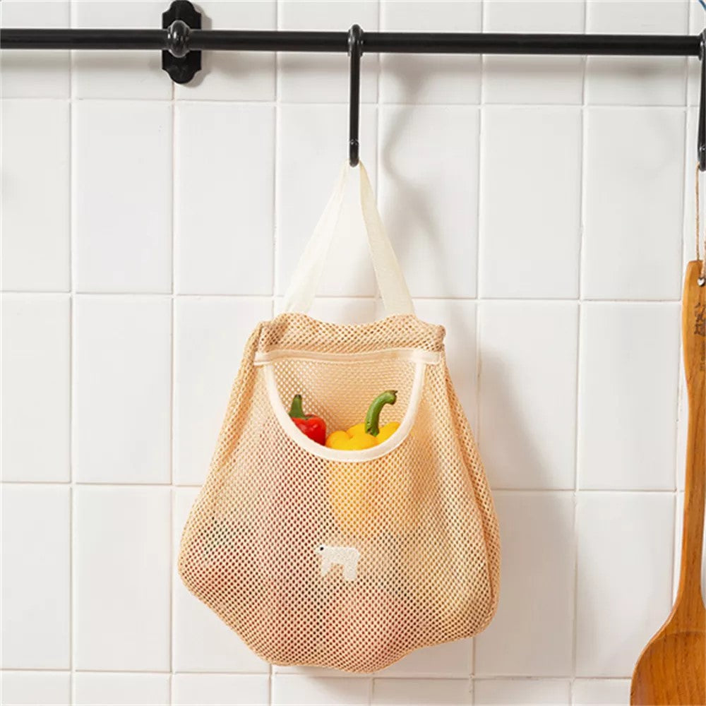 Kitchen Fruit And Vegetable Storage Mesh Hanging Bag - Skin