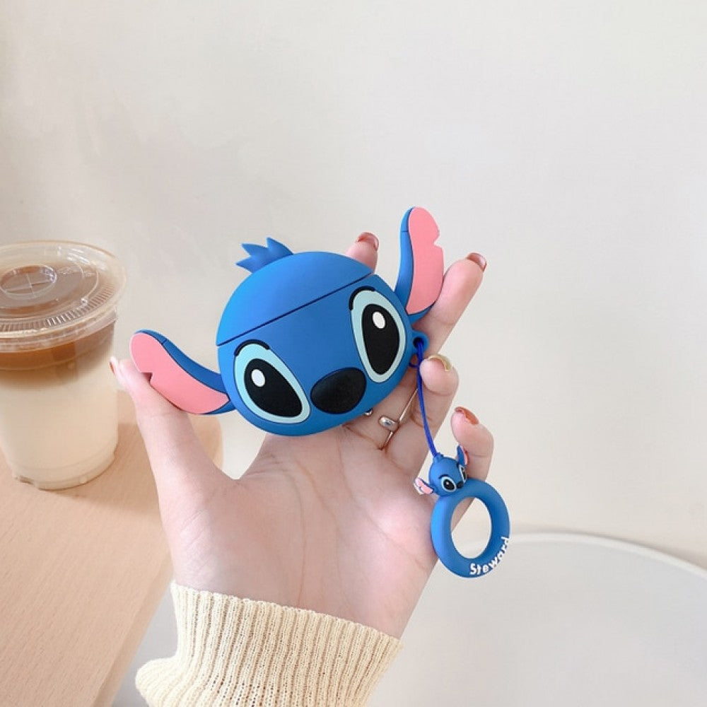 Cartoon 3D Earphone Case For Airpods 1 2 Silicone Cover - Blue Stitch