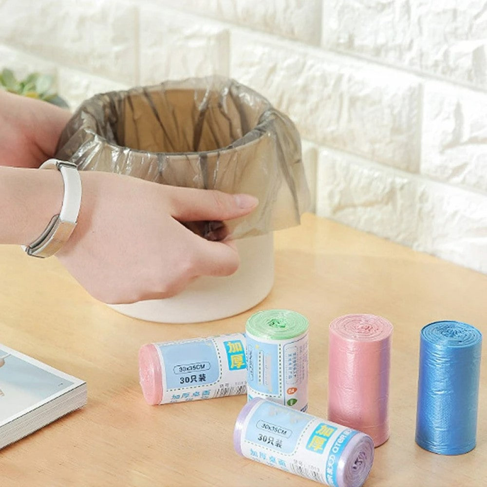 30 Pcs Disposable Garbage Dustbin Bag Shopper Roll Black