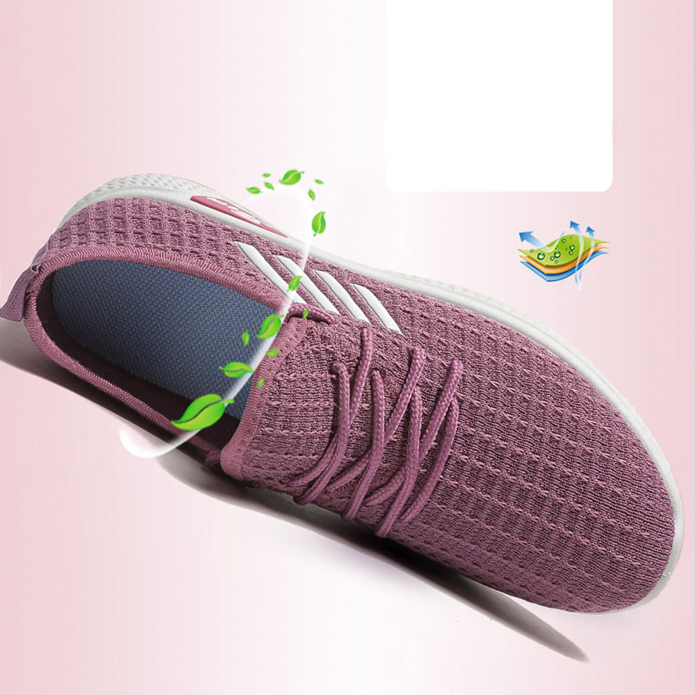 Mesh Lace-Up Sneakers for Women Lightweight Breathable Non-Slip Soft And Comfortable Shoes For Walking Running Jogging Exercise Gym and Outdoor Office Casual Shoes - Purple