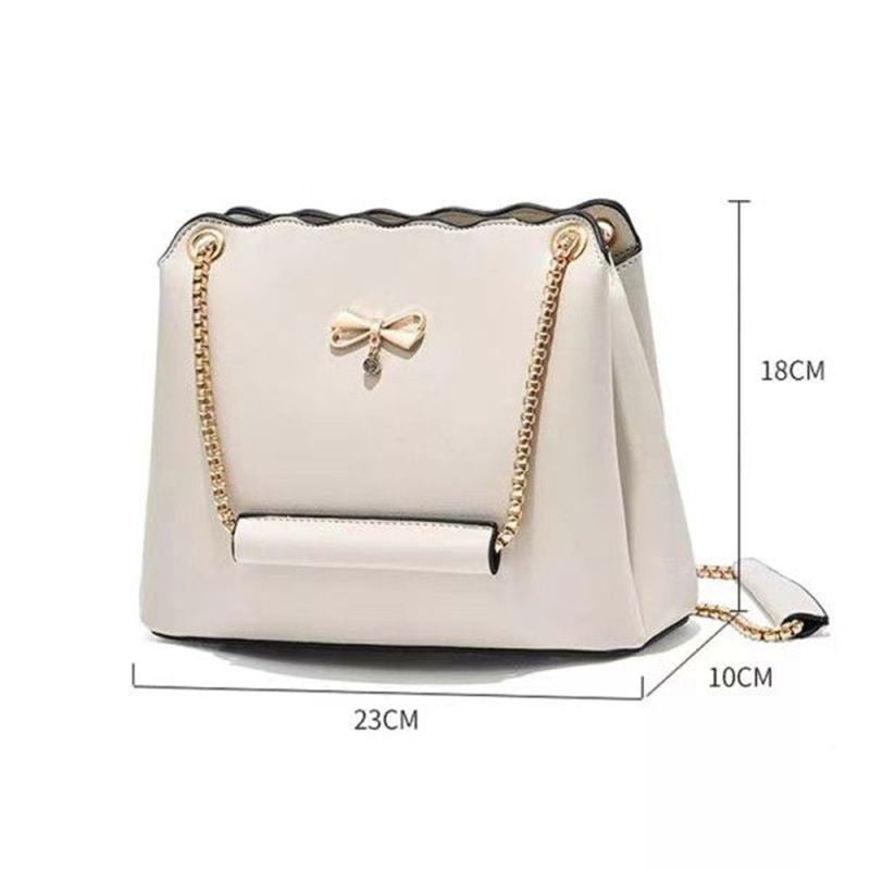 Cream White Chain Shoulder Bag: Large, Cute, Stylish, Zipper Closure - Shop N Save