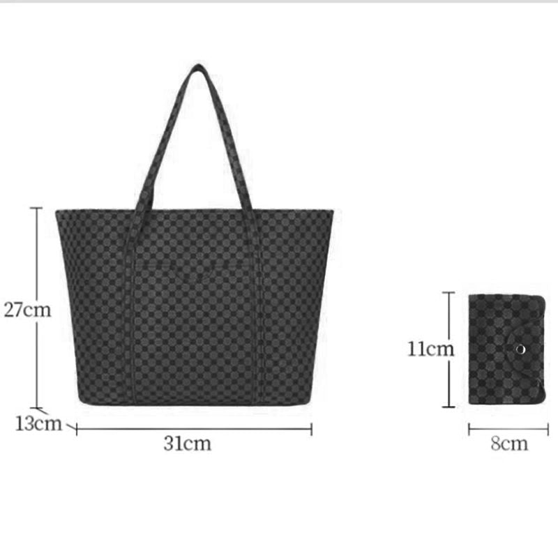 Geo Pattern PU Leather Tote Bags Set - Stylish, Large Capacity - Shop N Save