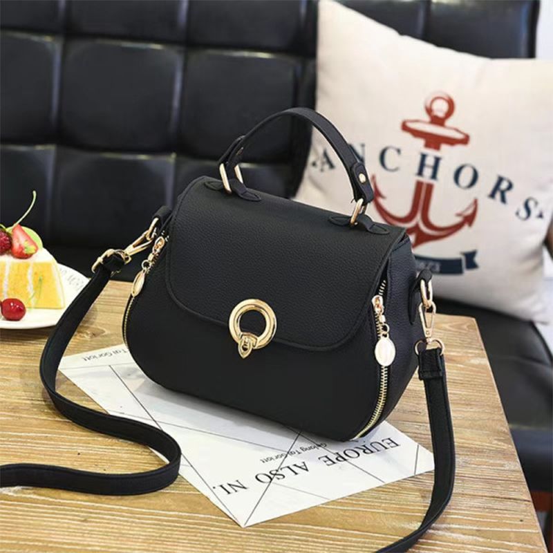 Black Plain Handbag: Stylish, Adjustable Strap, Twist Lock, Daily Chic - Shop N Save