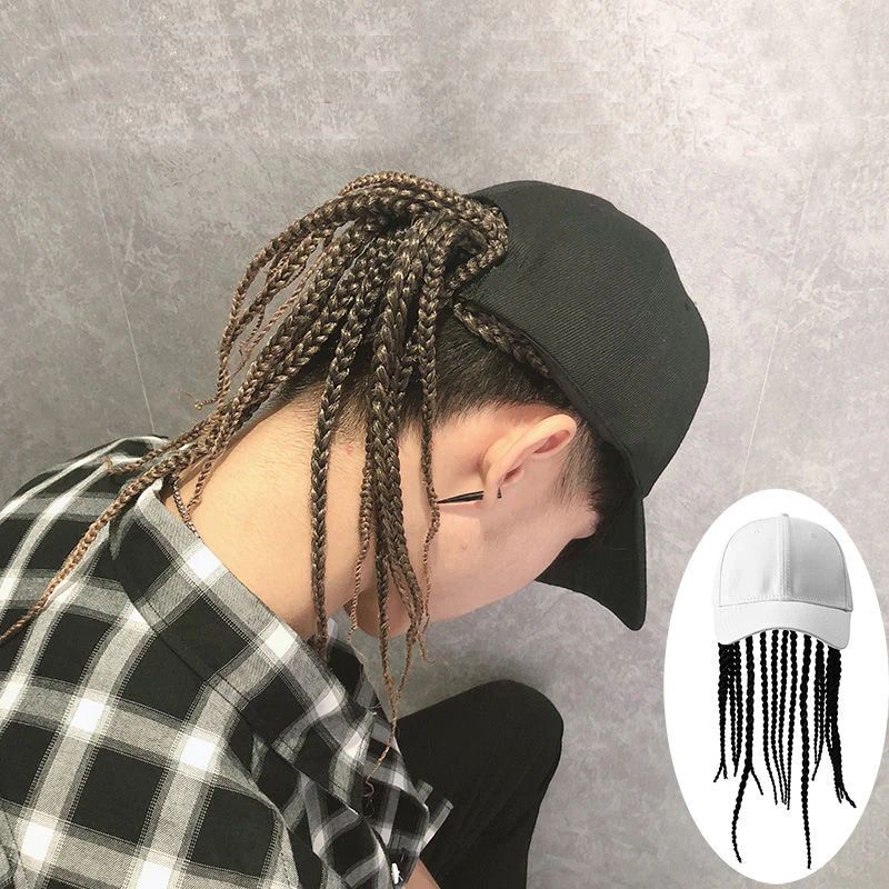 wig peaked hat men and women summer short straight hair ponytail wigs African foreign trade dreadlocks hat wig