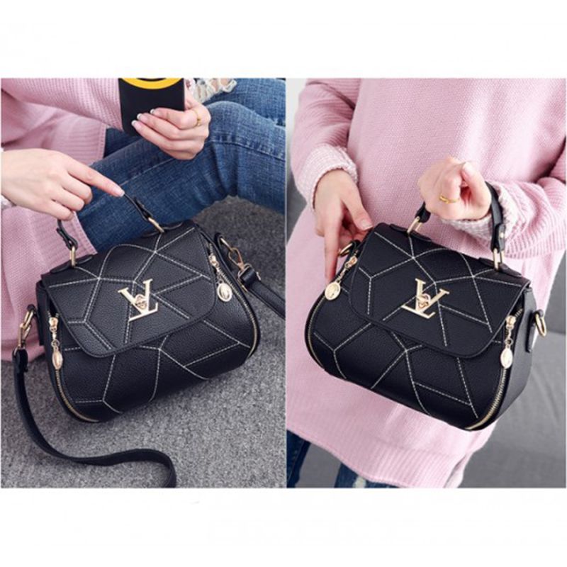 V-Shaped Black Handbag: Stylish, Compact, Versatile, Fashionable Statement - Shop N Save