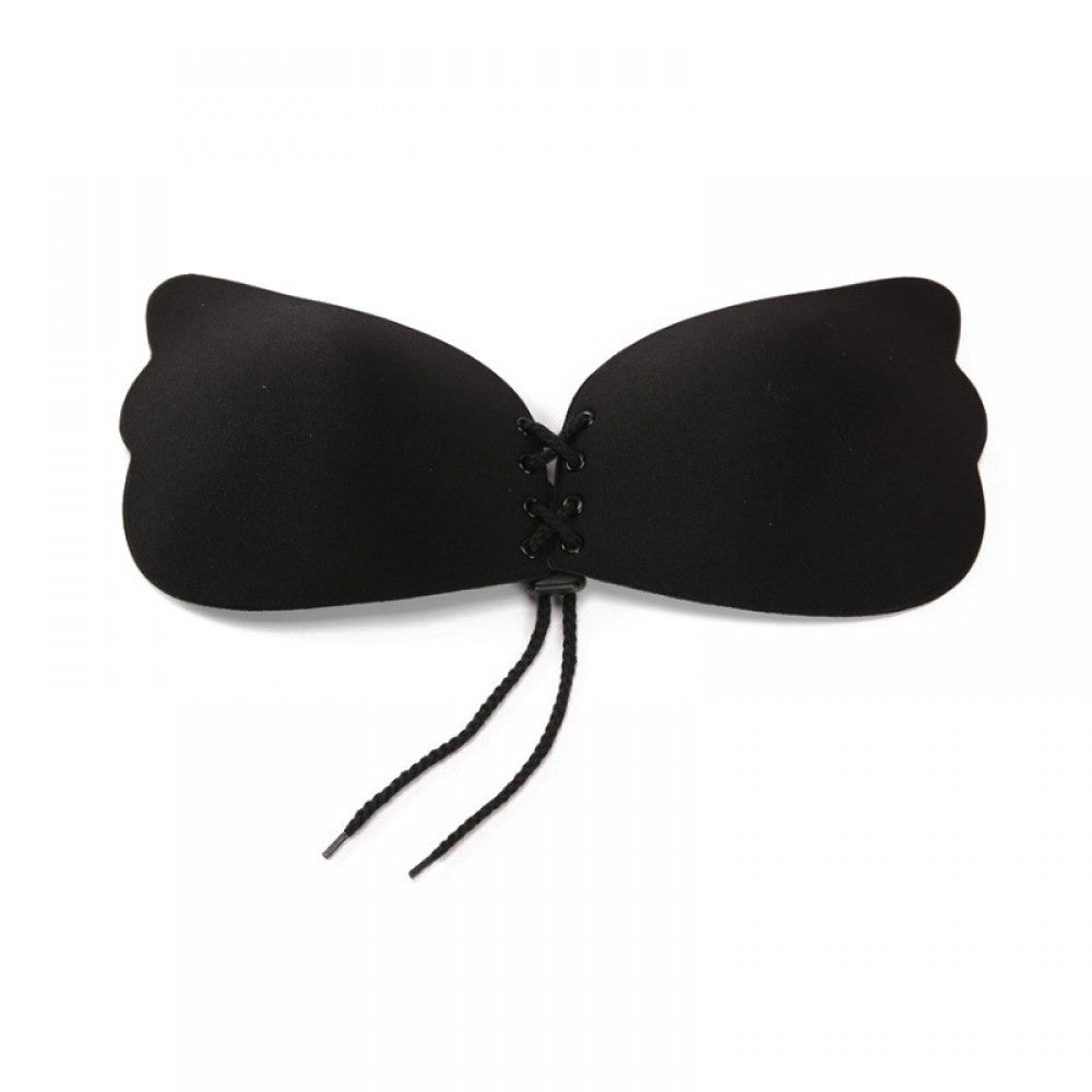 Pair Adhesive Invisible Backless Sticky Seamless Push Up Strapless Bra Black - Shop N Save