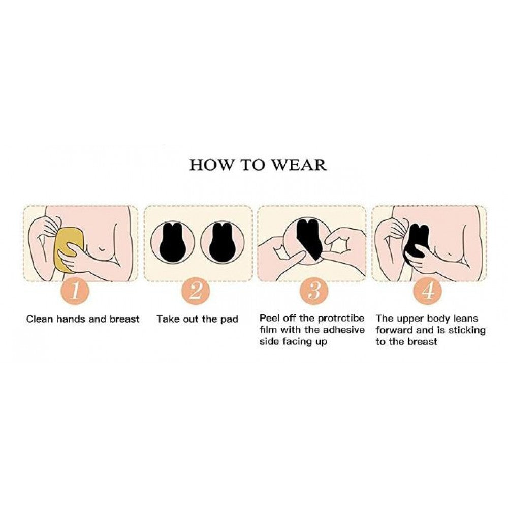 Chest Lifting Backless Push Up Silicone Adhesive Bra - Black - Shop N Save