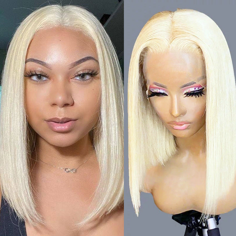 Middle-Parted Bangs Wig: Medium Straight Hair