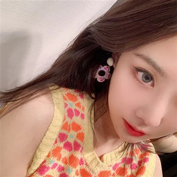 Cherry Flowers Lovely Earrings - Pink