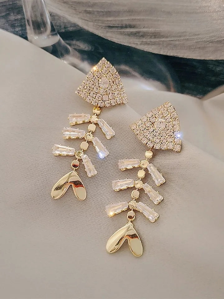 Rhinestone Fish Bone Drop Earrings: Trendy Fashion Gift - Shop N Save