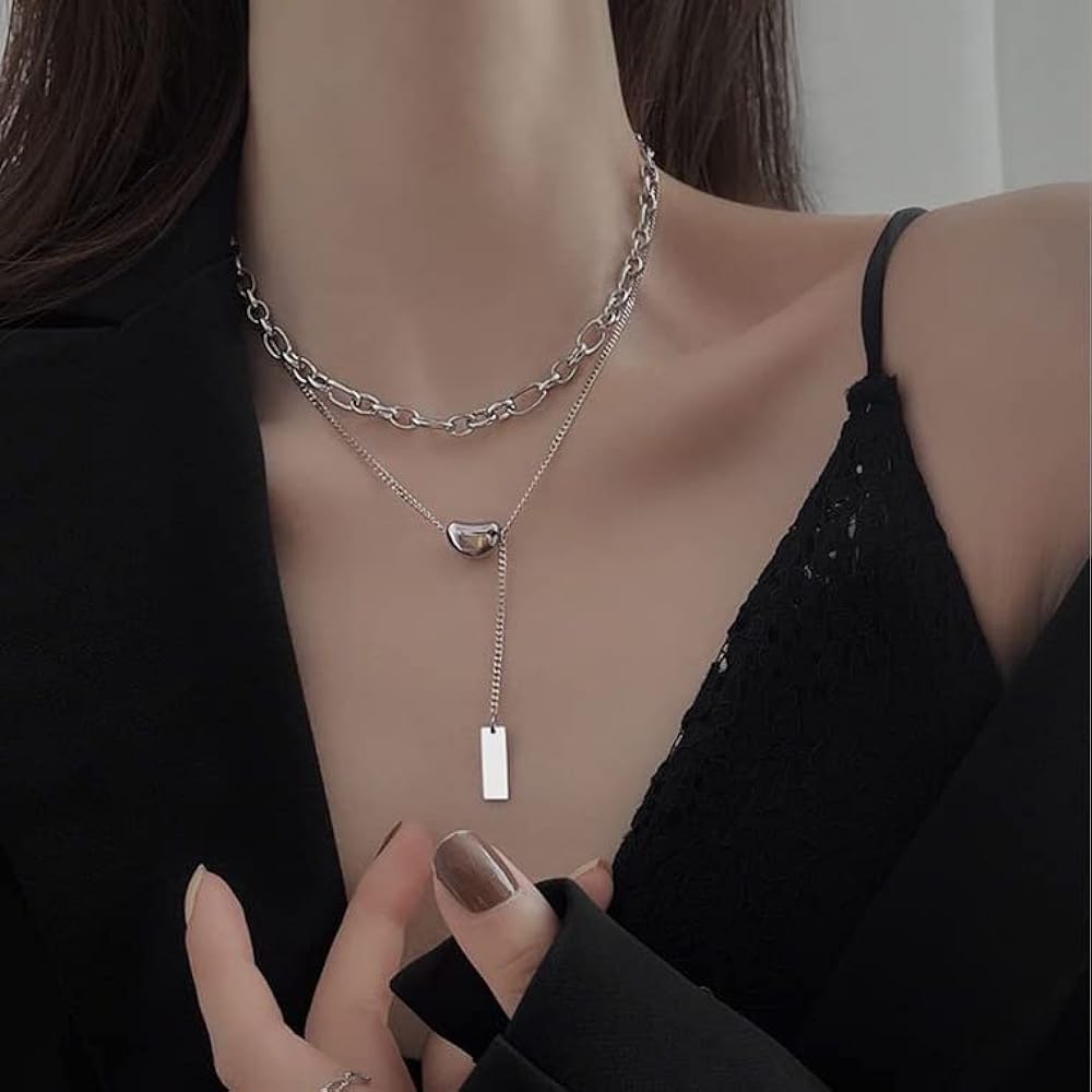 Jude Jewelers Stainless Collar: Double Chain, Bean Charm Necklace - Shop N Save