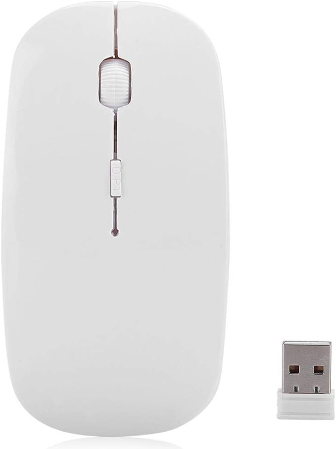 White Wireless Mouse: 2.4G, Bluetooth, High-End Chip, Variable Resolution - Shop N Save