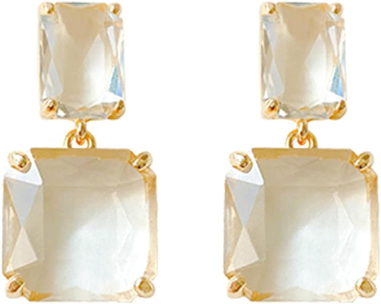 Chimes Crystal Earrings: Geometric Stud Drop, White Color - Shop N Save