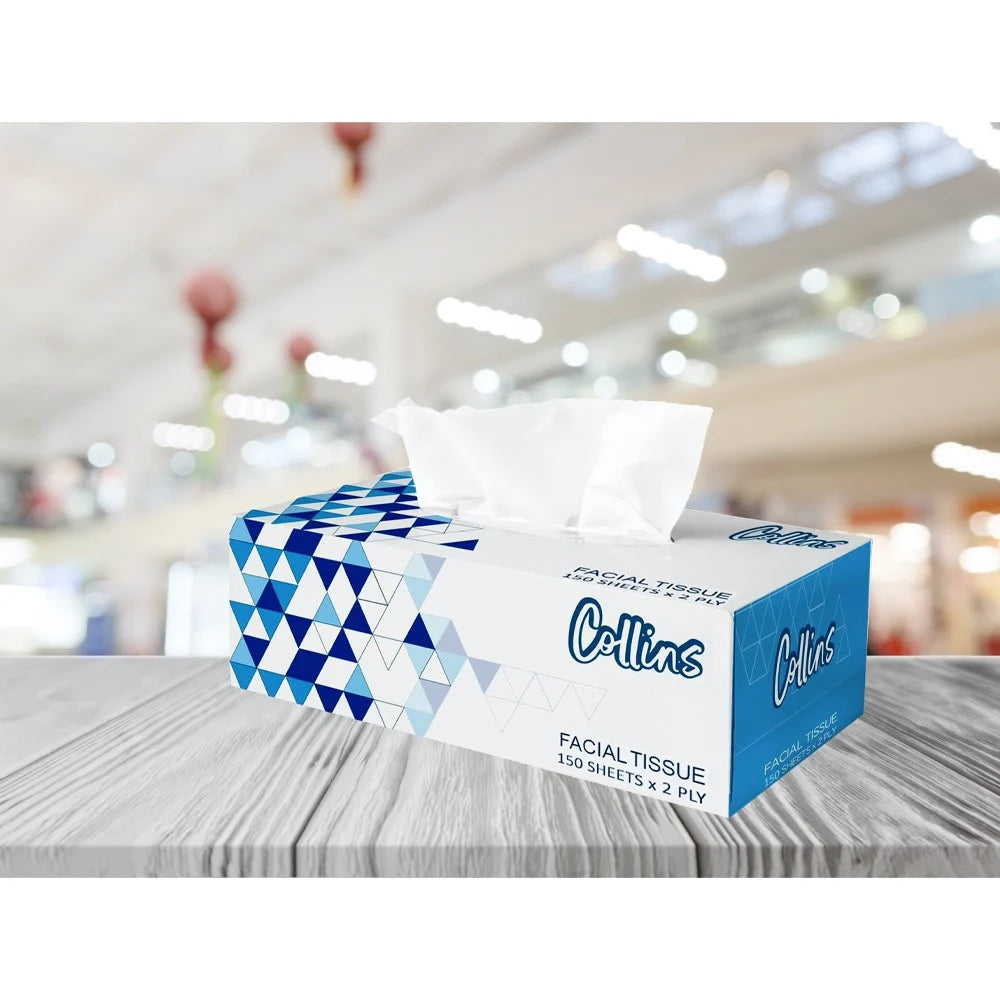 COLLINS Facial Tissue Box: 150 Sheets, 2-Ply Softness & Quality - Shop N Save