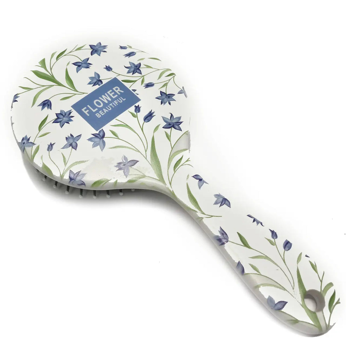 Round Flower Beautiful Comb: Gentle Detangling, White & Blue - Shop N Save