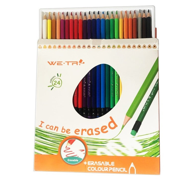 WE FISH Erasable Colored Pencils: 24 Colors, Wooden, Vibrant Set - Shop N Save