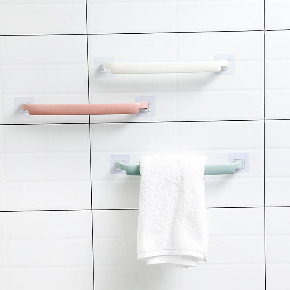 Self-Adhesive Towel hanging Rack Plastic Wall-Mounted - Pink
