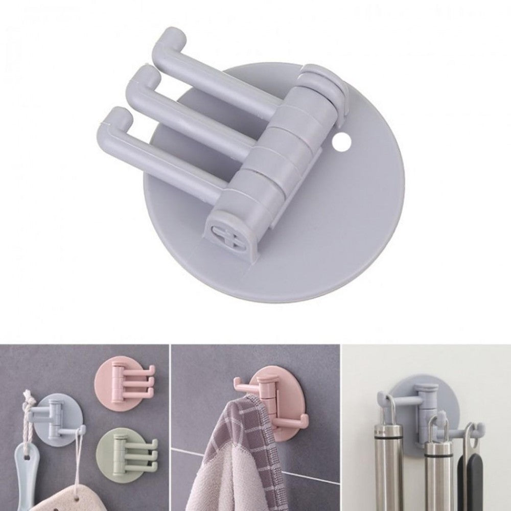 Multi Functional 3 Branch Rotating Wall Hook - light Gray