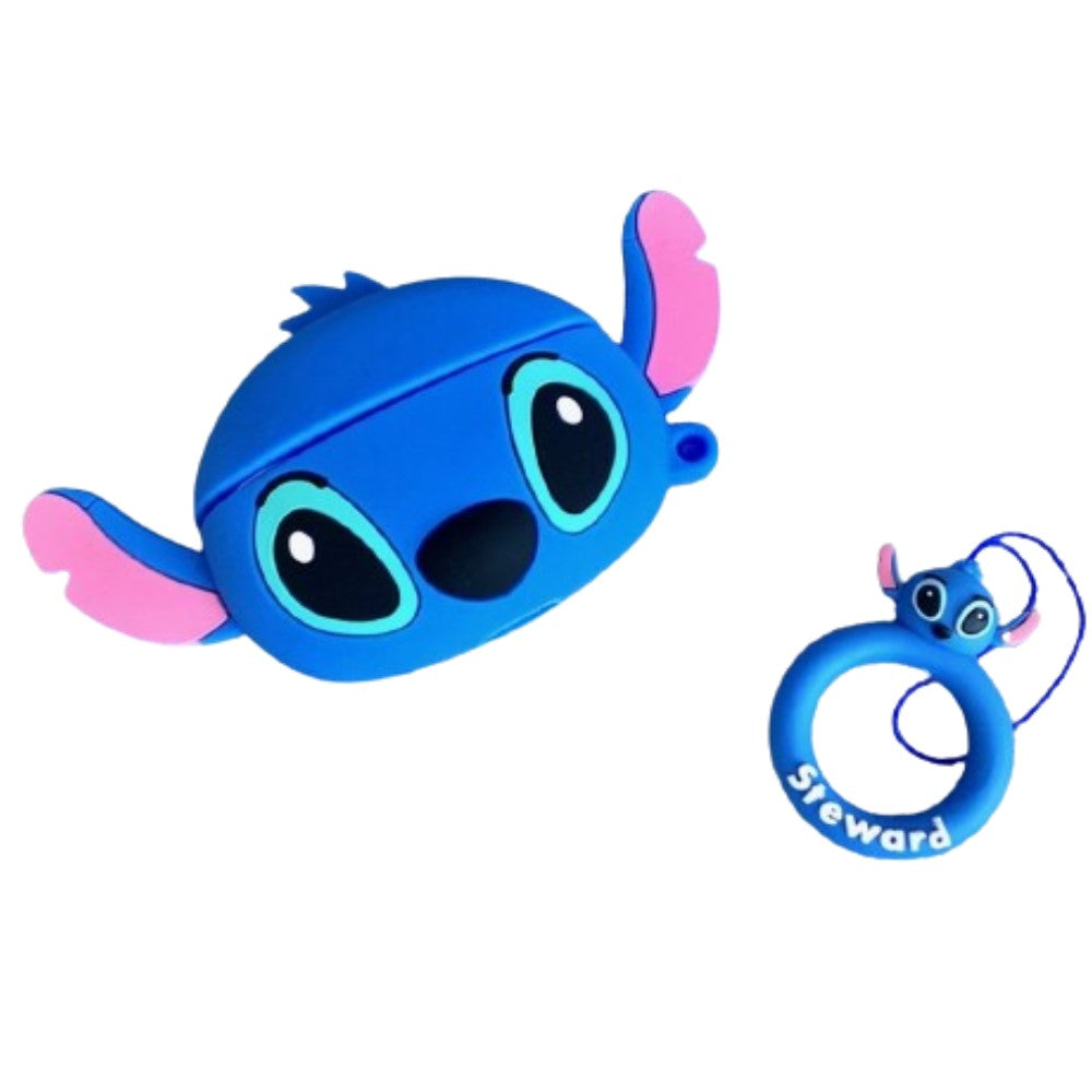 Cartoon 3D Earphone Case For Airpods 1 2 Silicone Cover - Blue Stitch