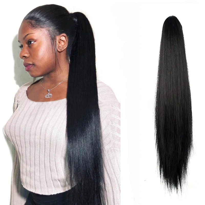 European and American ponytail wig for women, fashionable chemical fiber high ponytail braid, seamless extension, long grabber style straight ponytail