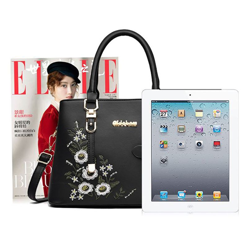 Floral Embroidered Handbag: Stylish, Adjustable Strap, Zip Closure, Quality - Shop N Save