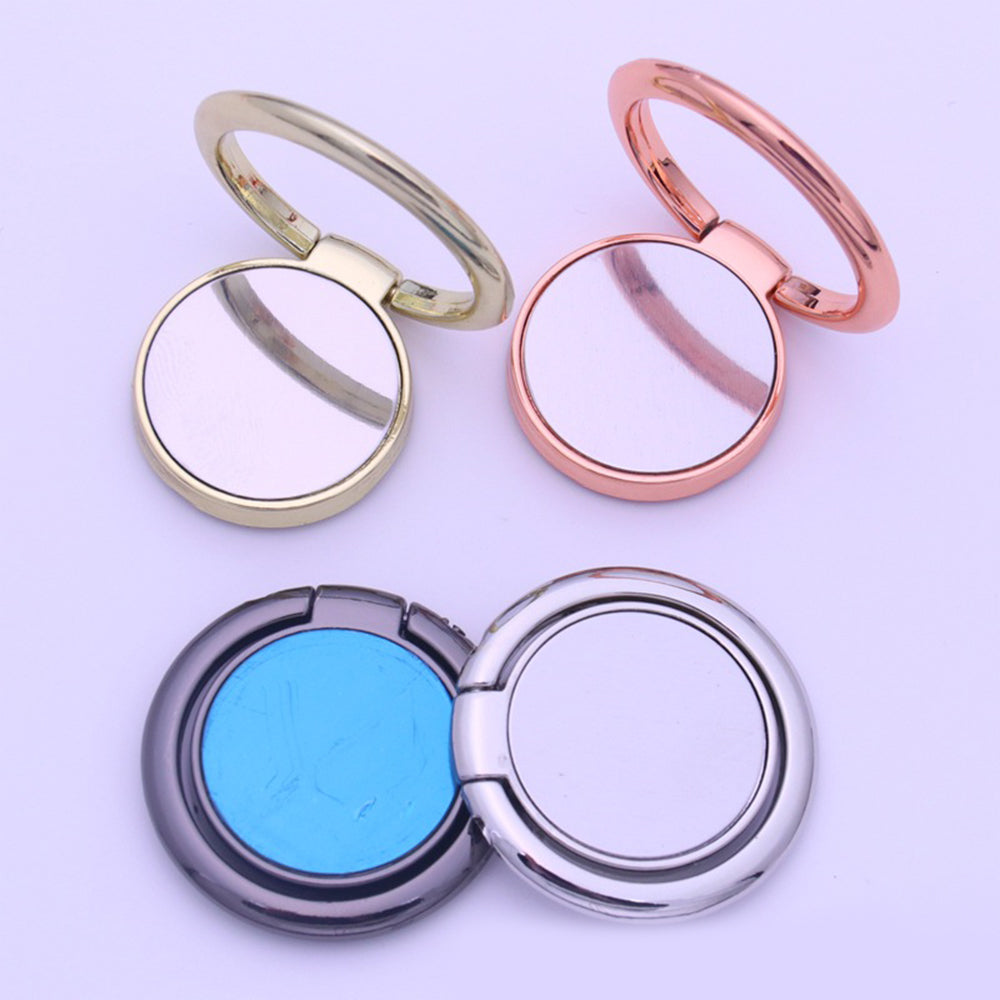 1PC Magnetic Ring Mobile Phone Holder - Solid Color Ring Bracket Alloy Phone Fastened Ring 360 Rotating Desktop Stand - Shiny Silver