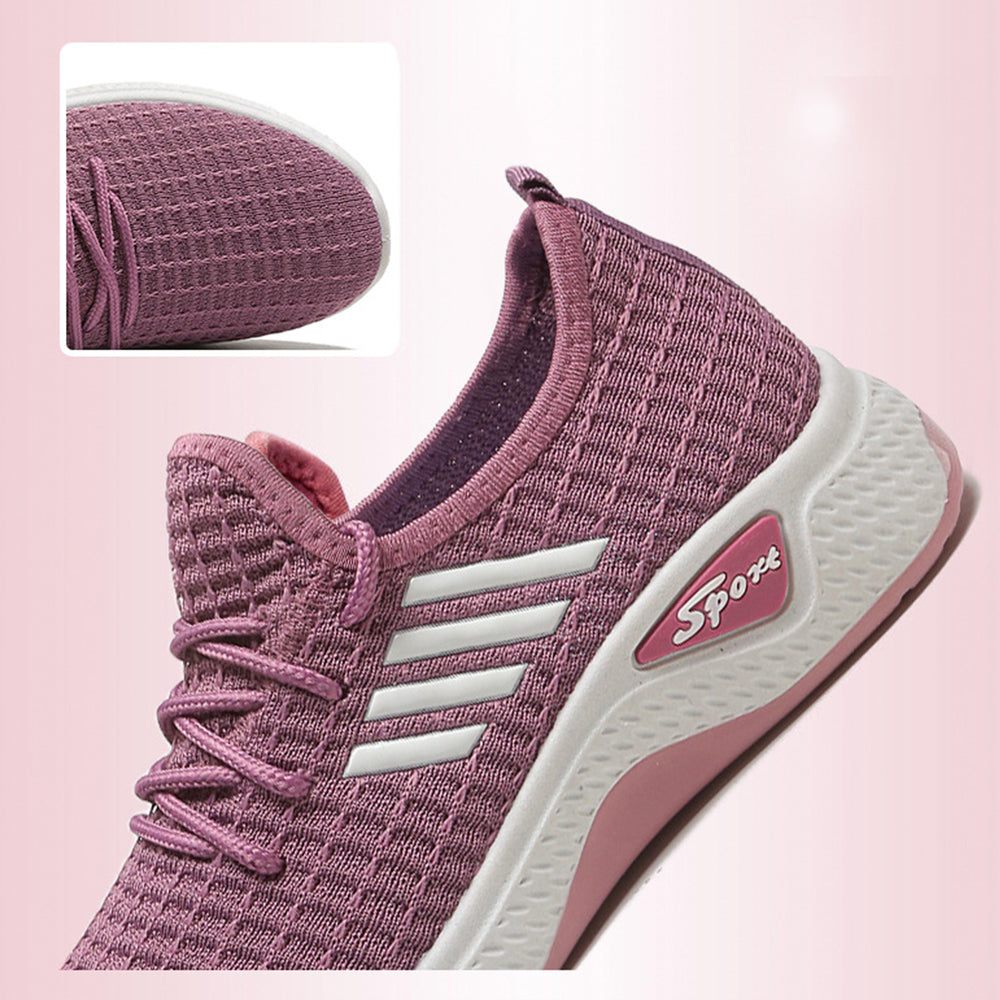 Mesh Lace-Up Sneakers for Women Lightweight Breathable Non-Slip Soft And Comfortable Shoes For Walking Running Jogging Exercise Gym and Outdoor Office Casual Shoes - Purple
