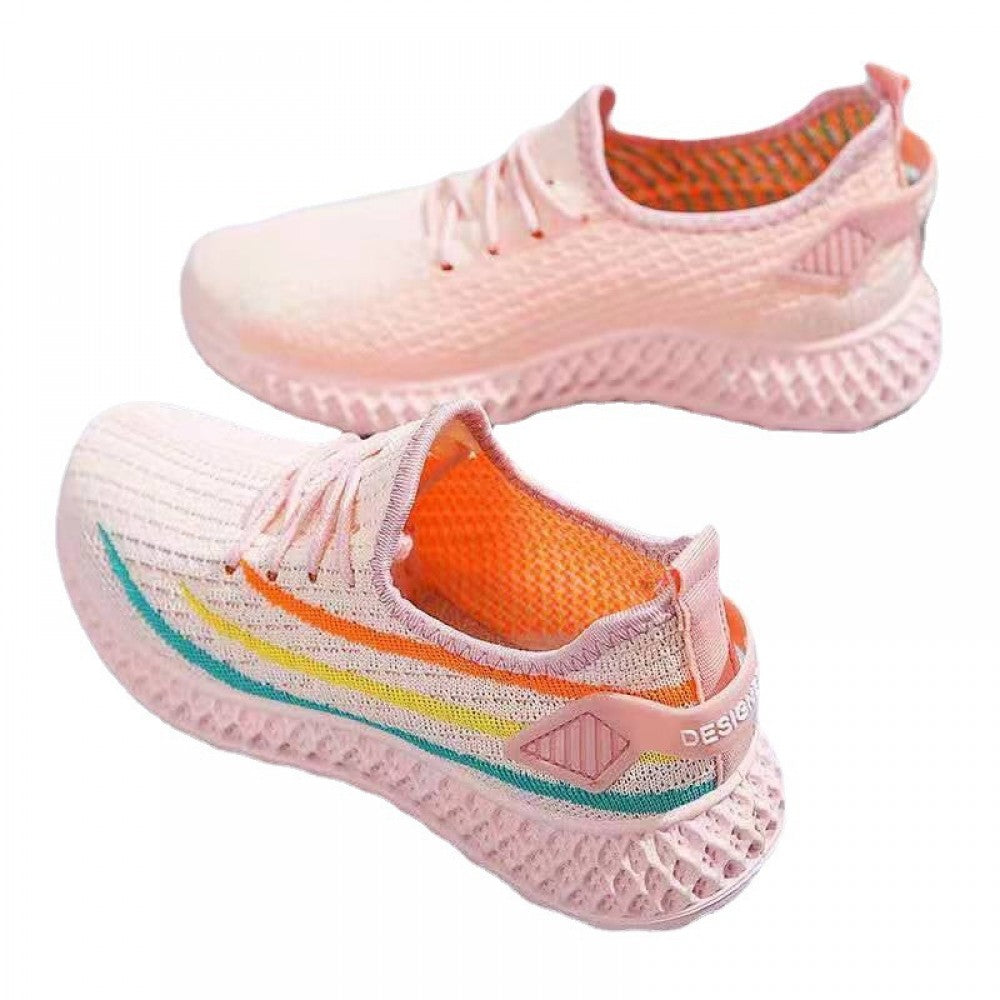 Mesh Lace-Up Sneakers for Women Lightweight Breathable Non-Slip Soft And Comfortable Shoes For Walking Running Jogging Exercise Gym and Outdoor Office Casual Shoes - Pink