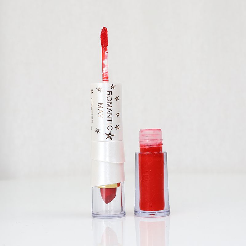 Romantic May 2 In 1 Lipstick And Lip Gloss Vitamin E Long Lasting - Red (5)