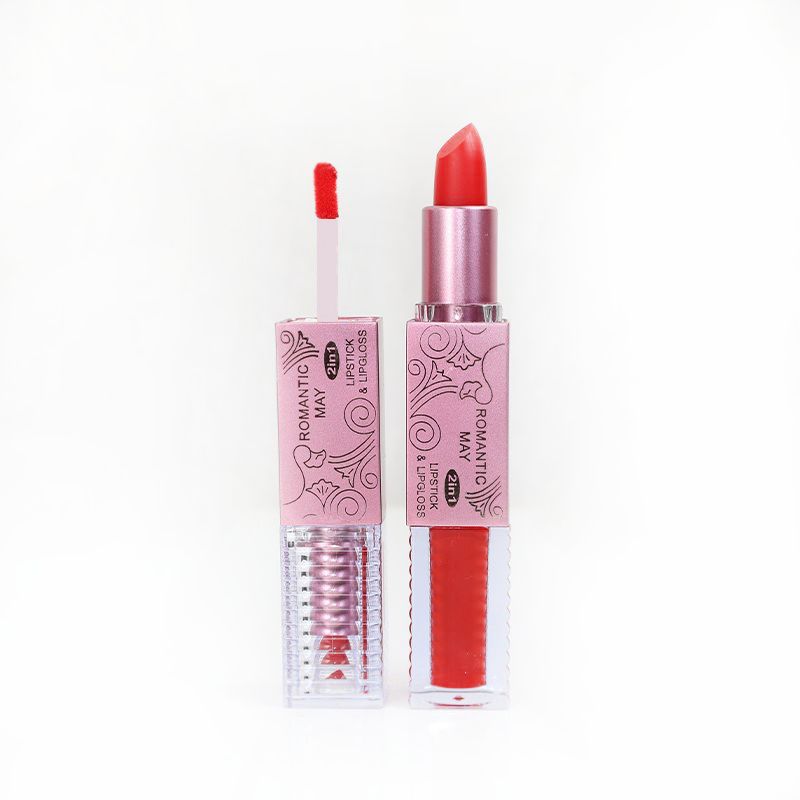 Romantic May Lip Gloss 2 In 1 Lipstick - Fire Engine Red (5)