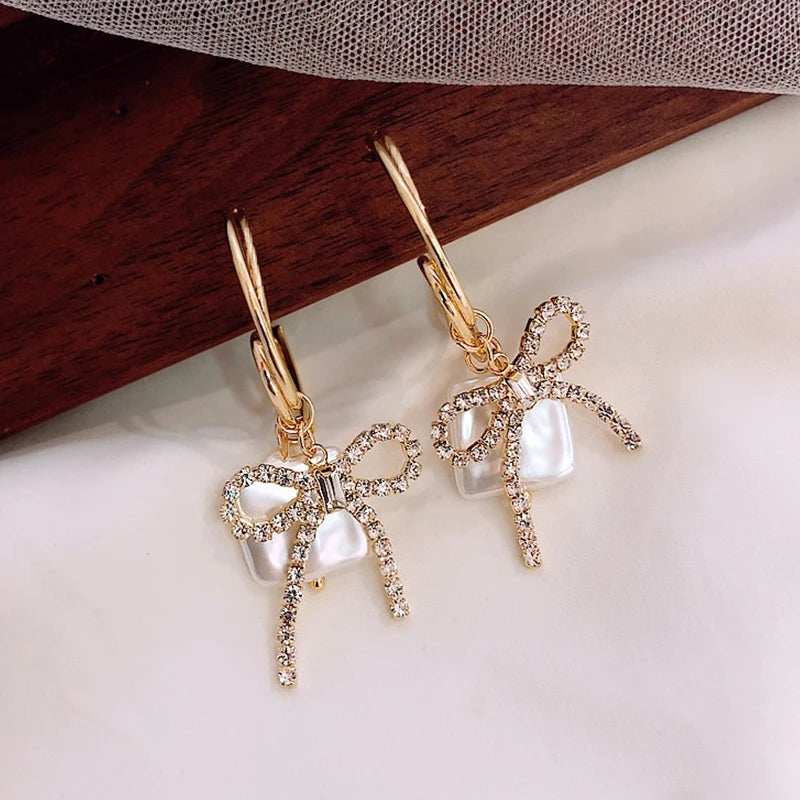 Bow Pearl Hoop Earrings - Trendy Fashion Jewelry for Women - Shop N Save