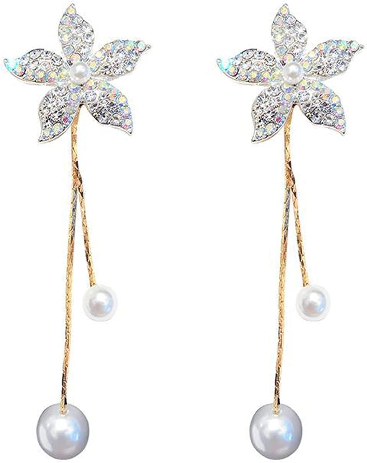 Rhinestone Rose Hoop Earrings: Exaggerated Tassel Fashion Jewelry - Shop N Save