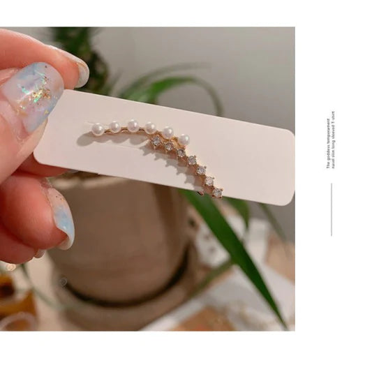 Girl Pearl Fishbone Earrings - Golden