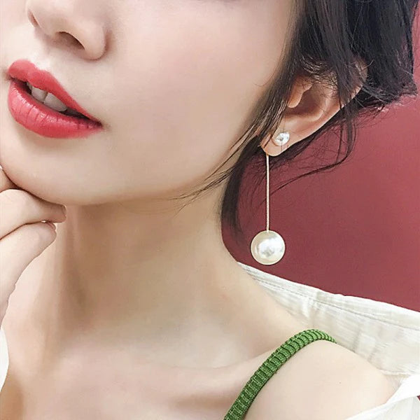 Ladies Elegant Pearl Long Earrings - Golden - Shop N Save