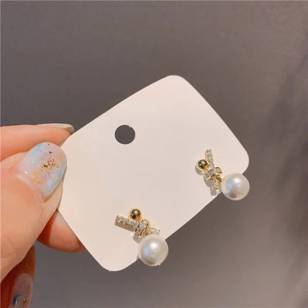 Girls Elegant Simple Pearl Earrings - Golden - Shop N Save