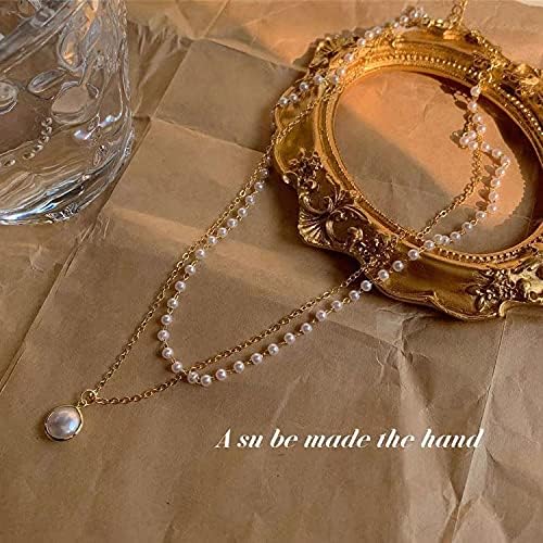 Aluinn Double Pearl Choker: Layered Gold Chain Pendant Necklace for Women - Shop N Save