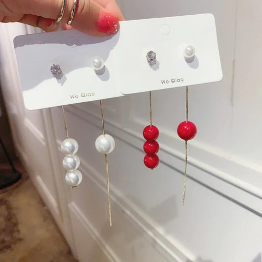 Ladies Pearl Tassel Elegant Earrings - White - Shop N Save