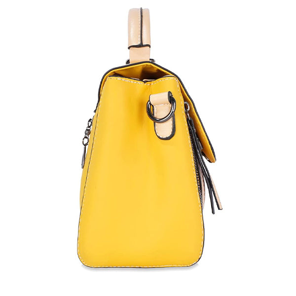 Women Fashion Versatile Contrast Handbag - Yellow - Shop N Save