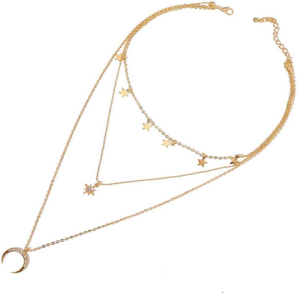 Yienate Bohemia Gold Moon Necklace: Multilayer Crescent Jewelry for Women - Shop N Save