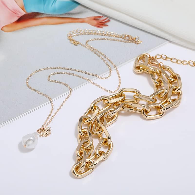 Punk Multi-Layered Pearl Necklace: Edgy Statement Pendant Jewelry