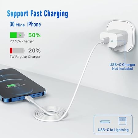 BLAST INN USB C to Lightning Cable: Fast Charger, iPhone 14/13/12, White - Shop N Save