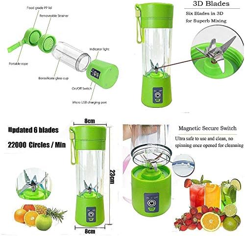 Portable USB Juicer: Rechargeable Blender for On-the-Go Mixing - 380ml - Shop N Save