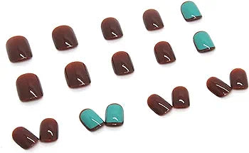 24 Pcs Emerald & Maroon Square False Nails: Short Press-On & Glue - Shop N Save