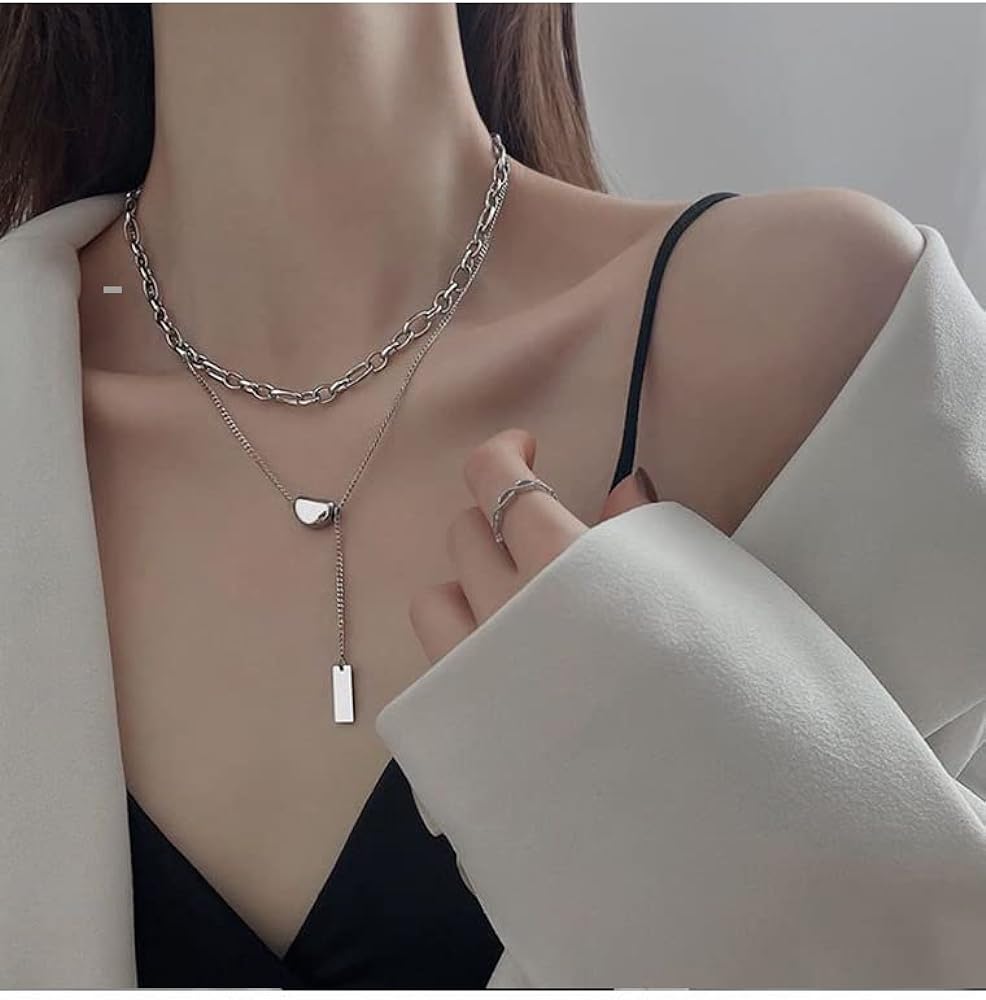 Jude Jewelers Stainless Collar: Double Chain, Bean Charm Necklace - Shop N Save